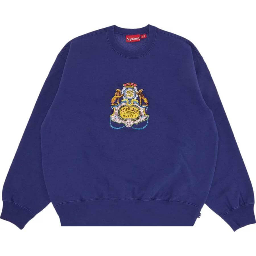 Толстовка Supreme Crest Crewneck, синий SS23SW70 WASHED NAVY | Blue фото 1