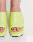 Светло-зеленые массивные шлепанцы на платформе Monki 7314308367653 | Lime green фото 3