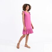 Платье короткое с воланами  M розовый