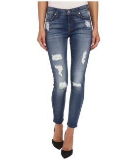 Джинсы 7 For All Mankind, The Ankle Skinny w/ Destroy in Distressed Authent