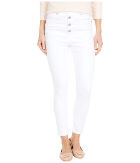 Джинсы Madewell, 10" High-Rise Skinny Crop Jeans in Pure White: Button-Fron