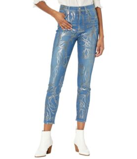 Джинсы 7 For All Mankind, High-Waist Ankle Skinny in Sketchy Floral Foil