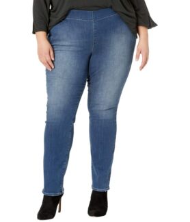 Джинсы NYDJ Plus Size, Plus Size Pull-On Straight Jeans in Clean Enchantmen