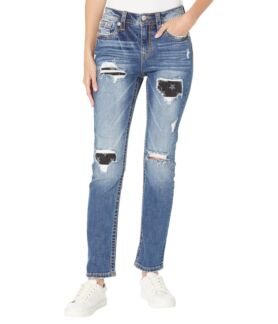 Джинсы Miss Me, High-Rise Slim Straight Jeans in Dark Blue