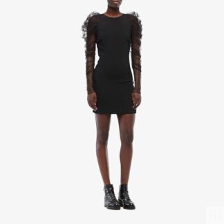 Платье Cushnie, Mini Dress w/ Pleated Tulle Voluminous Sleeves