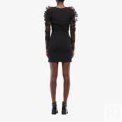 Платье Cushnie, Mini Dress w/ Pleated Tulle Voluminous Sleeves 9284930 | Black фото 3