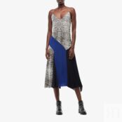 Платье Cushnie, Sleeveless V-Neck Midi Length Dress 9284931 | White Leopard/Navy/Indigo фото 1