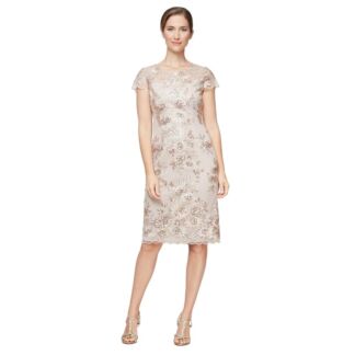 Платье Alex Evenings, Midi Length Embroidered Cap Sleeve Dress with Illusio