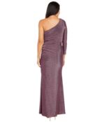 Платье Adrianna Papell, One Shoulder Metallic Knit Side Draped Mermaid Gown