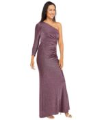 Платье Adrianna Papell, One Shoulder Metallic Knit Side Draped Mermaid Gown