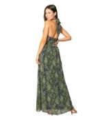 Платье LAVENDER BROWN, Olive Snake Printed Maxi Dress with Halter Tie Neck 9500608 | Olive/Black фото 2