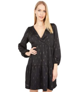 Платье Madewell, Metallic Jacquard Faux-Wrap Tiered Mini Dress