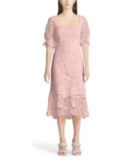 Платье Steve Madden, Did It My Way - Puff Sleeve Lace Midi Dress