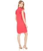 Платье Vince Camuto, Chiffon Ruffle Sleeve Tie Mock Neck Float 9519071 | Coral фото 3