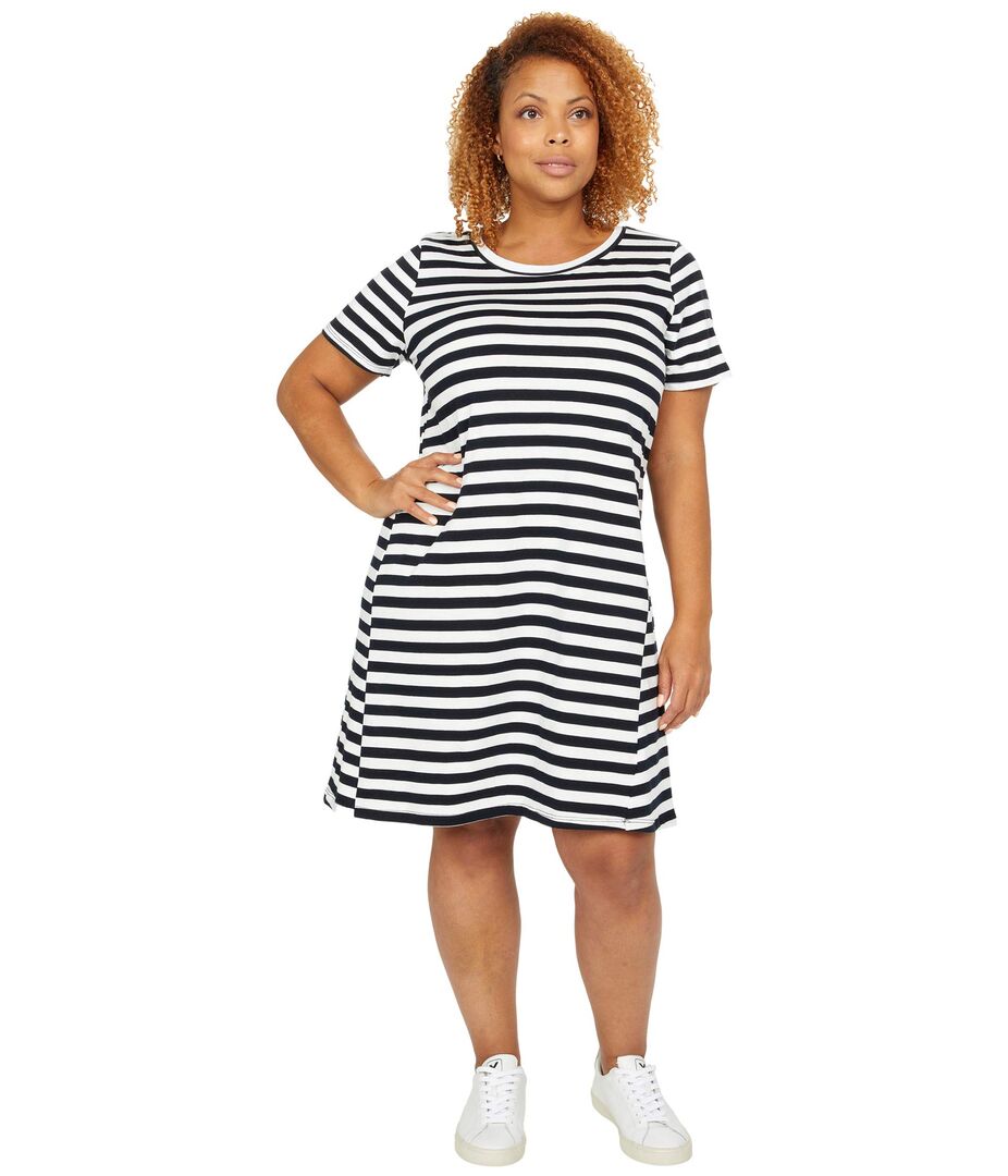 Платье Bobeau, Short Sleeve Cotton T-Shirt Dress 9522835 | Black/White фото 1