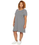 Платье Bobeau, Short Sleeve Cotton T-Shirt Dress 9522835 | Black/White фото 2