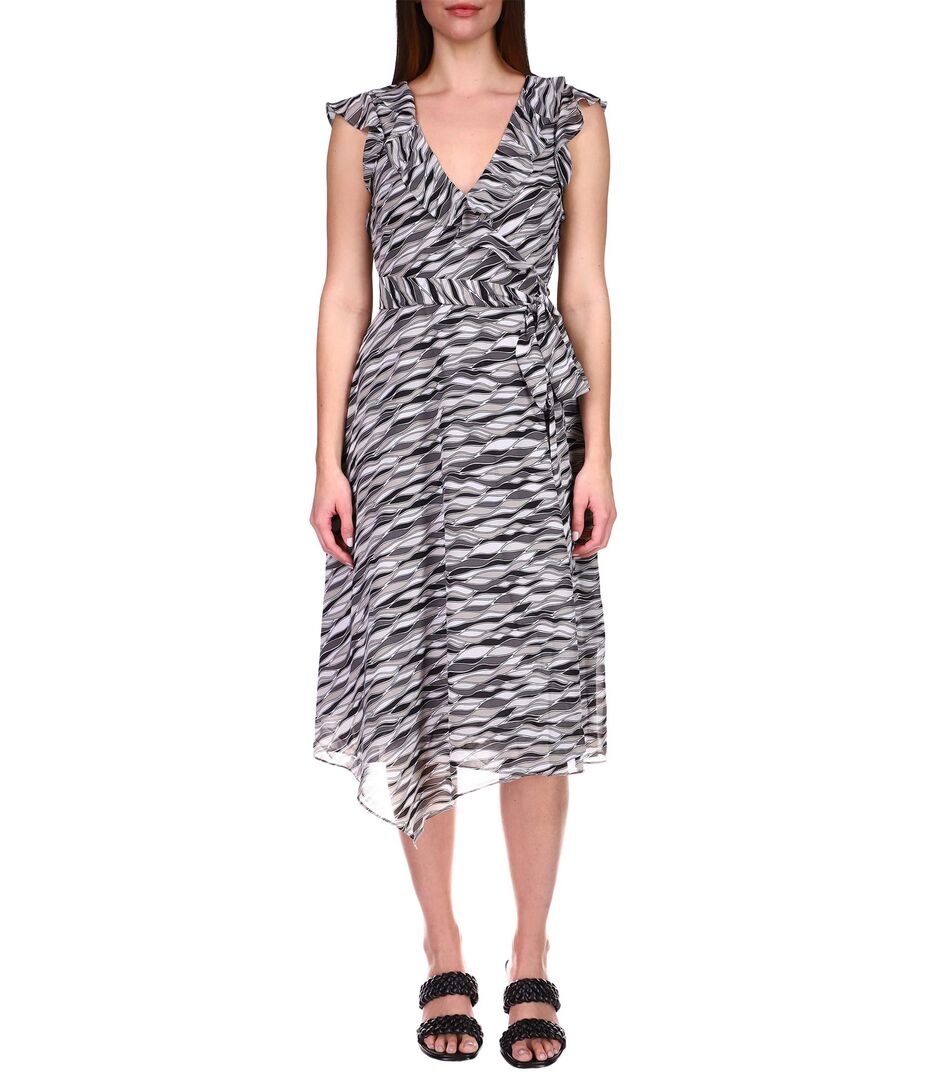 Платье MICHAEL Michael Kors, Ruffle Wrap Dress 9522576 | Black/White фото 1