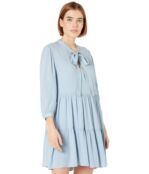 Платье WAYF, Logan Tie Neck Tiered Mini Dress 9529732 | Dusty Blue фото 1