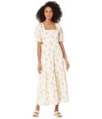 Платье WAYF, Tie Back Puff Sleeve Midi Dress 9529745 | Ivory Whisper Floral фото 1