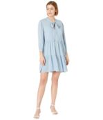 Платье WAYF, Logan Tie Neck Tiered Mini Dress 9529732 | Dusty Blue фото 4