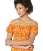 Платье WAYF, Off Shoulder Ruched Mini Dress 9555397 | Orange Dandelion фото 3