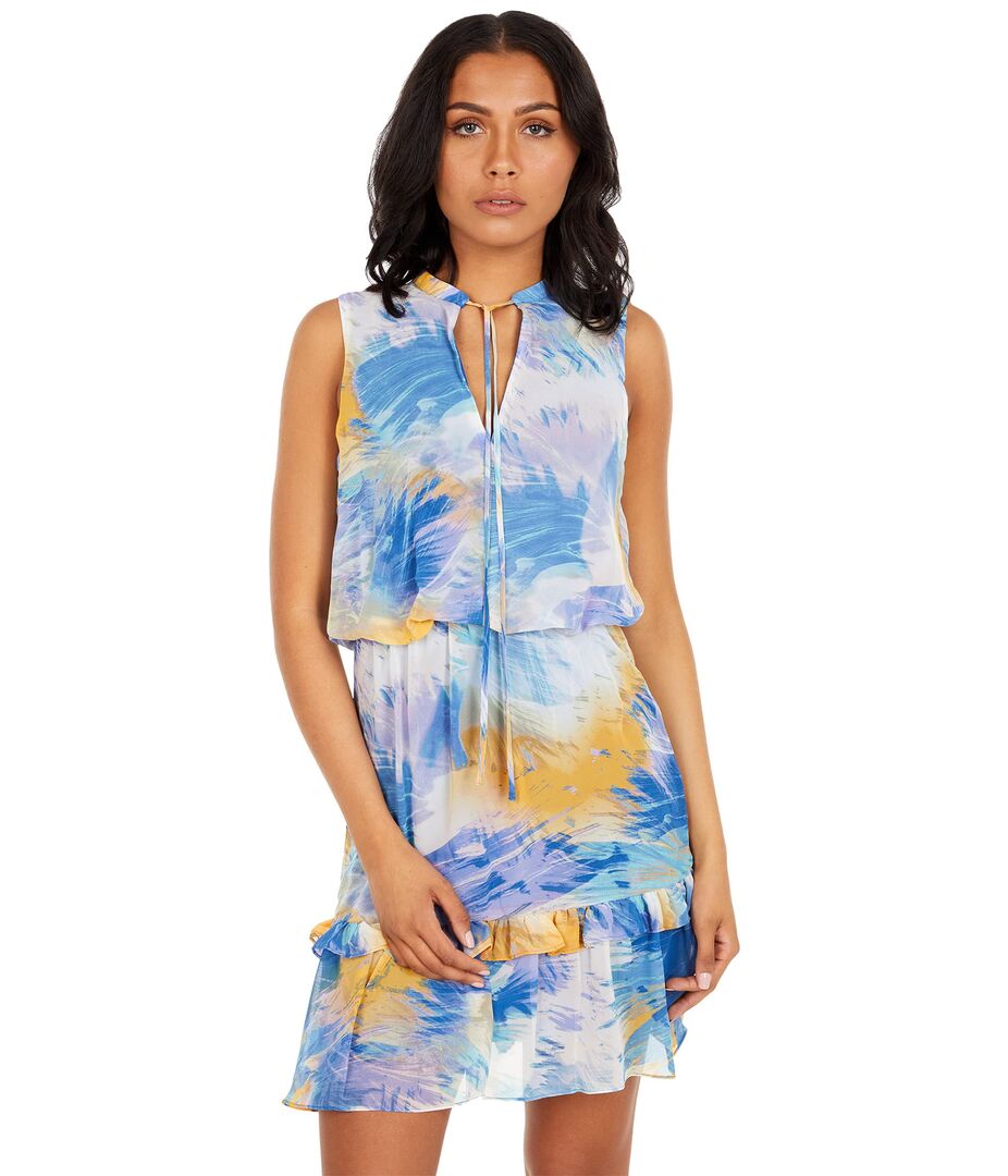 Платье LAUNDRY BY SHELLI SEGAL, Tie Neck Dress 9557947 | Blue Multi фото 1