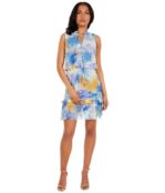 Платье LAUNDRY BY SHELLI SEGAL, Tie Neck Dress 9557947 | Blue Multi фото 4