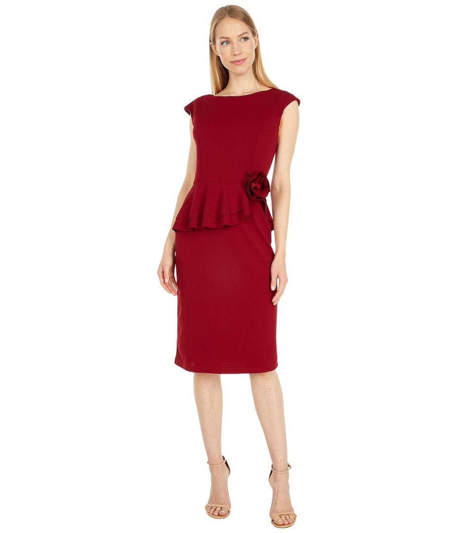 Платье MARINA, Stretch Crepe Peplum Dress 9581464 | Wine фото 1