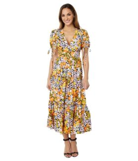 Платье Ted Baker, Safiree Printed Tie-Back Tiered Midi Dress