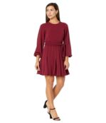 Платье Sage, Long Sleeve Pleated Mini Dress 9613621 | Red фото 4