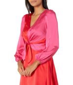 Платье MILLY, Stella Satin Dress 9619333 | Pink/Real Red фото 3