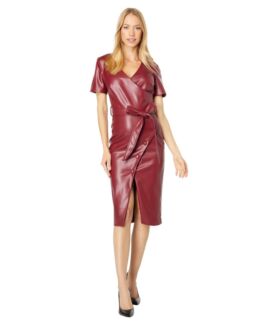 Платье Bardot, Vegan Leather Midi Wrap Dress