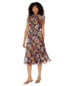 Платье Steve Madden, Orange Blossom Printed Chiffon Dress 9630993 | Rust/Black фото 1