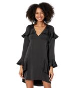 Платье Chaser, Long Sleeve V-Neck Ruffle Mini Dress 9631303 | True Black фото 1