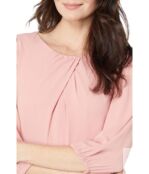 Платье London Times, Elbow Sleeve Pleat Neck Fit-and-Flare 9647460 | Pink фото 3