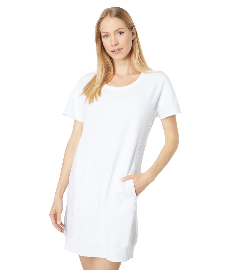 Платье Mod-o-doc, French Terry Short Sleeve Mixed Media Dress 9649403 | White фото 1