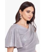 Платье Betsy & Adam, Short Glitter Flutter Sleeve 9653537 | Taupe/Silver фото 3