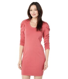 Платье SUNDRY, Ruched Sleeve Mini Dress in Cotton Modal