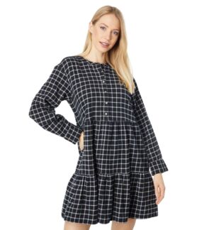 Платье Madewell, Long Sleeve Button Placket Tiered Mini Dress