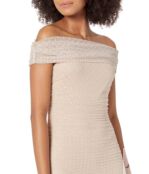 Платье Bebe, Off-the-Shoulder Mesh Ruched Dress 9686180 | Champagne фото 3