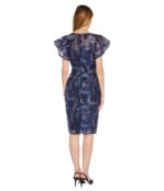 Платье Adrianna Papell, Embroidered Sheath Dress with Flutter Sleeve Detail