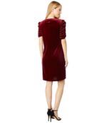 Платье MARINA, Rushed Sleeve Velvet 9700106 | Burgundy фото 2