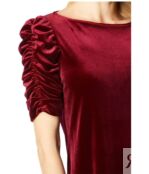 Платье MARINA, Rushed Sleeve Velvet 9700106 | Burgundy фото 3