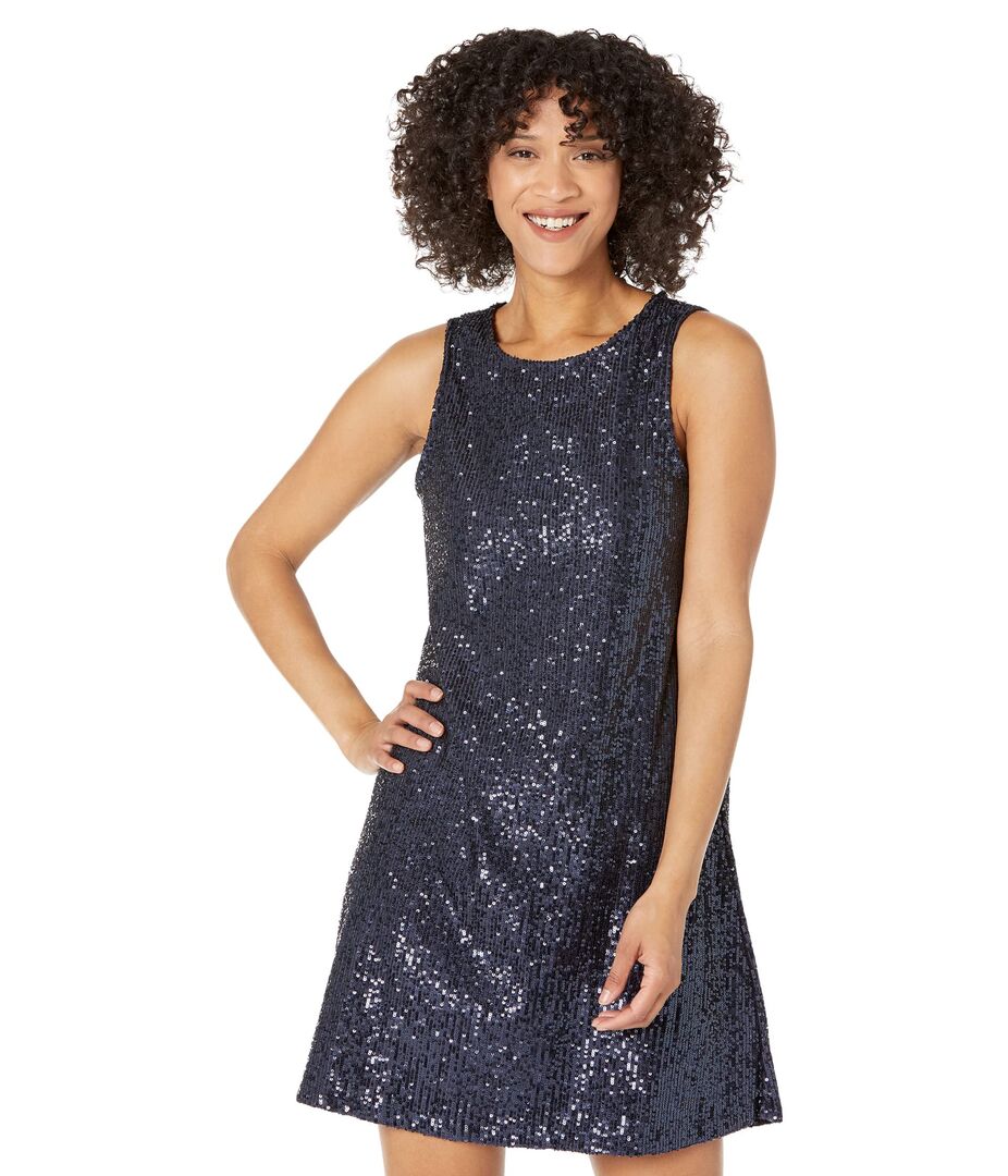 Платье MARINA, Sleeveless A-Line Sequin Shift Short Dress All Over Sequins 9701508 | Navy фото 1