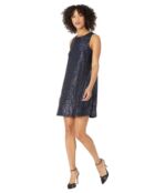 Платье MARINA, Sleeveless A-Line Sequin Shift Short Dress All Over Sequins 9701508 | Navy фото 4