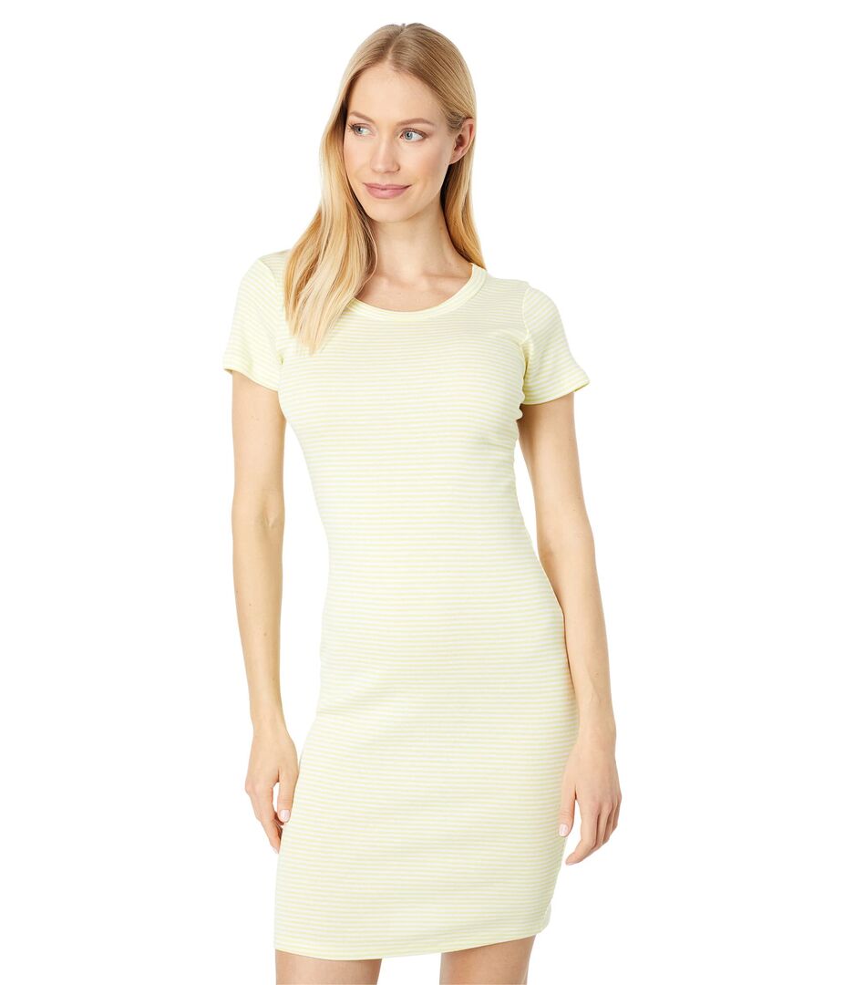 Платье Three Dots, Short Sleeve Crew Neck Dress 9712574 | Yellow Pear/White фото 1