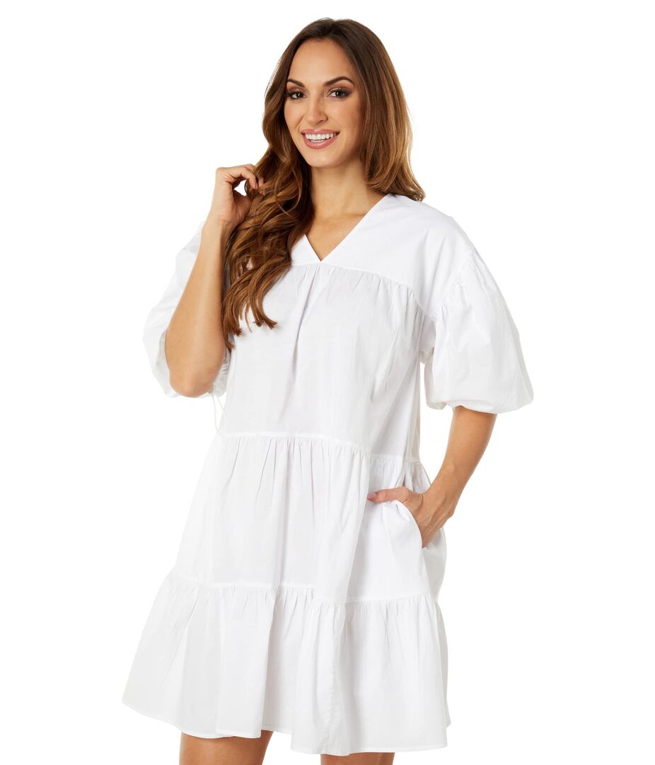 Платье SUNDRY, 100% Woven Cotton Midi Dress 9718044 | White фото 1