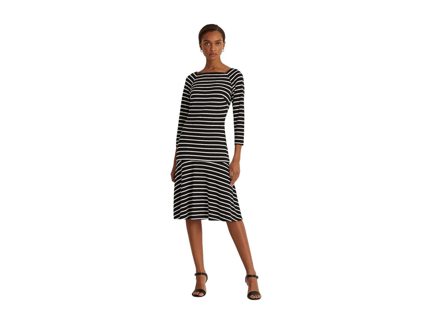 Платье LAUREN Ralph Lauren, Striped Drop-Waist Dress 9718127 | Black/Cream фото 1