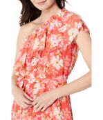 Платье Vince Camuto, Chiffon Ruffle One Shoulder High-Low Midi 9718157 | Coral фото 3