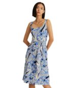 Платье LAUREN Ralph Lauren, Floral Crepe Sleeveless Dress 9718165 | Blue/Cream/Multi фото 4